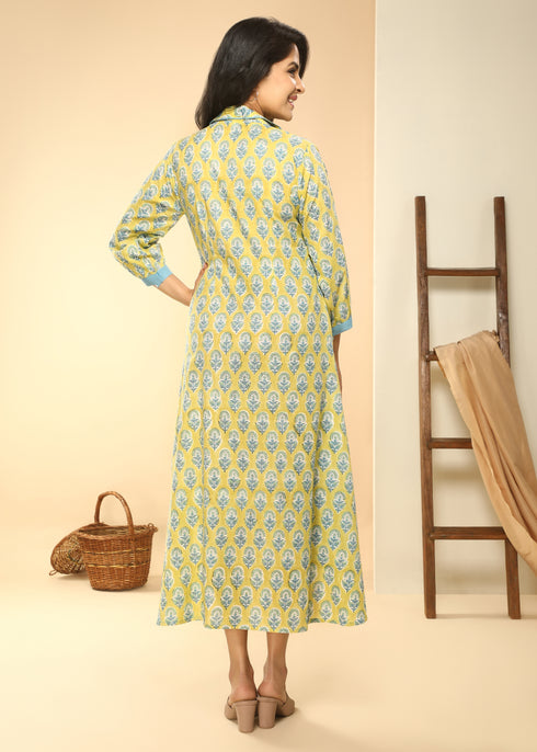BLUE YELLOW JACKET DRESS